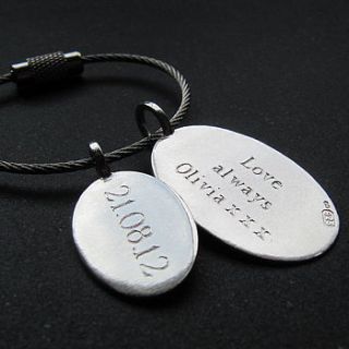 personalised silver tag key ring by gracie collins