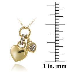 DB Designs Two tone Sterling Silver Diamond Accent Heart Charm Necklace DB Designs Diamond Necklaces