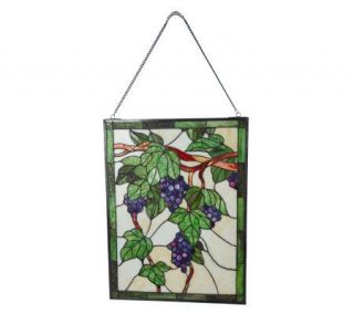 Handcrafted Tiffany Style Grapes 18x24.75 Window Panel —