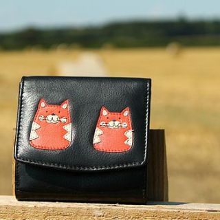 small leather purse cute cat design by raffique
