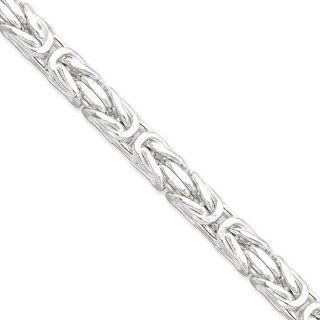 7.5mm, Sterling Silver, Square Byzantine Chain, 22 inch Jewelry