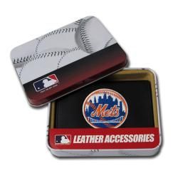 New York Mets Men's Black Leather Tri fold Wallet Baseball