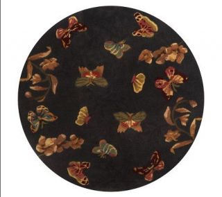 Royal Palace 36 round Butterfly Field Handmade Wool Rug —