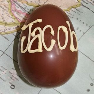 handmade personalised easter egg by the chocolate deli