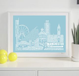manchester skyline typography print by spdesign