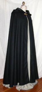 Black Wool Hooded Cloak Lined in Satin, Made in USA, M, Lg, Xlg Clothing