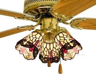 Scarlet Dragonfly Tiffany Stained Glass Ceiling Fan 52 Inches Width    