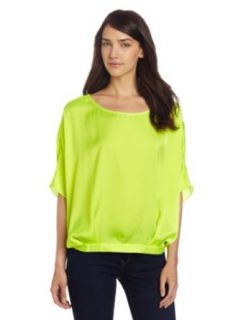 Vince Camuto Women's Blouson Sleeve Blouse, Neon Yellow, X Small