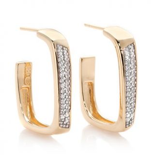 Technibond® 0.22ct Pavé CZ Rectangular Hoop Earrings