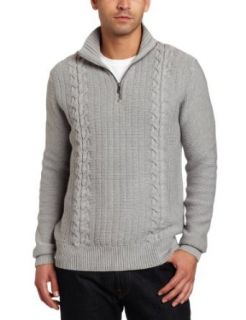 Calvin Klein Sportswear Men's 1/4 Zip Mock Neck Cable Detail Sweater, Soft Grey Heather, Small at  Mens Clothing store