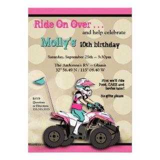 Pink and Black Girl ATV Rider Invites