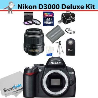 Nikon D3000 10.2MP Digital SLR Camera with 18 55mm f/3.5 5.6G ED II AF S DX Zoom Nikkor Autofocus Lens + 16GB Deluxe Accesory Kit  Digital Slr Camera Bundles  Camera & Photo