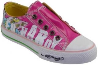 Ed Hardy Kids Lowrise Patent Laceless Sneakers (2, Pink) Shoes
