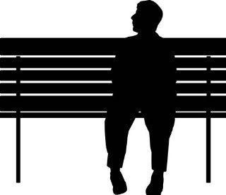 People Silhouette Wall Decals   Man Sitting On Park Bench Silhouette   36 inch Removable Graphic   Prints