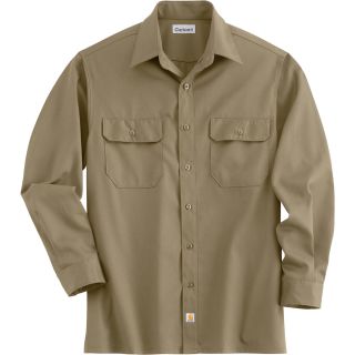 Carhartt Long Sleeve Twill Work Shirt — Khaki, 2XL Tall, Model# S224  Long Sleeve Button Down Shirts