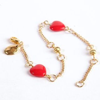 two heart bracelet in red and gold by storm in a teacup