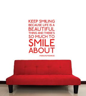 keep smiling wall sticker quote by parkins interiors