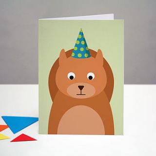 party squirrel birthday card by one little dicky bird