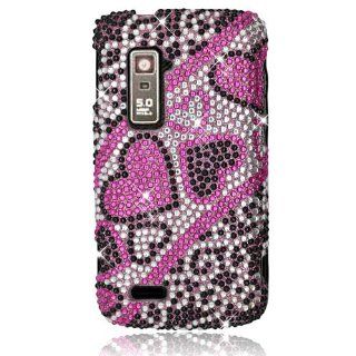 Eagle Cell PDZTEN910F384 RingBling Brilliant Diamond Case for ZTE Anthem 4G N910   Retail Packaging   Pink/Black Heart Cell Phones & Accessories