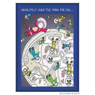 over the moon congratulations card by cat rabbit graphics