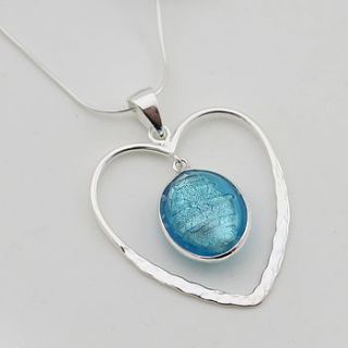 heart pendant in silver with murano glass by claudette worters