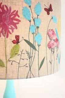 large 'meadow flowers' lampshade by lara sparks embroidery