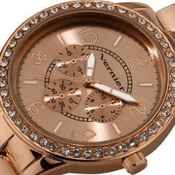 Vernier Women's Rose Tone Boyfriend Size Faux Chrono Crystal Stone Watch Vernier Women's Vernier Watches