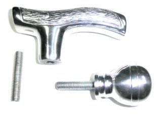 JWL (1) Fritz Style Cast Aluminum Cane Handle & (1) Ball Cast Aluminum Handle Both with Threaded Rod Connectors Health & Personal Care