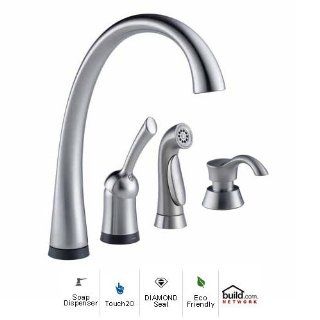 Delta 4380T AR DST SD Arctic Stainless Pilar Pilar Side Spray Touch Kitchen Faucet with Touch2O and Diamond Seal Technologies   Includes Soap Dispenser 4380T DST SD   Kitchen Sink Faucets  