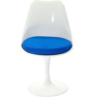 Eero Saarinen Style Tulip Side Chair With Blue Cushion
