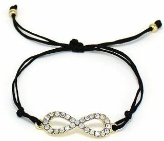 Heirloom Finds Dainty Crystal Infinity Bracelet with Adjustable Black Cord Jewelry