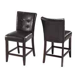 Button tufted Black Counter Stool (set Of 2)