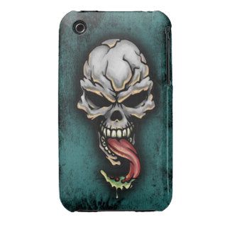 Evil Zombie Skull Fantasy Tattoo Design iPhone 3 Cases
