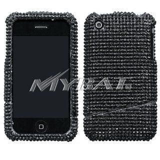 Apple iPhone 3G 3G S Cell Phone Full Black Slash Crystal Diamonds Bling Protective Case Cover Cell Phones & Accessories