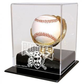 Caseworks Goldtone Glove Baseball Display Case with MLB Logo   Atlanta Braves  
