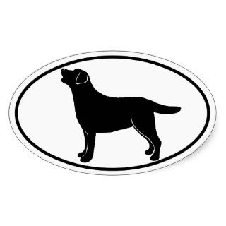Black Labrador Outline Oval Stickers
