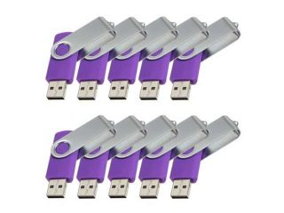 Enfain® 10Pcs USB 2.0 Flash Drive Memory Stick Fold Storage Thumb Stick Pen Swivel Design  2GB/Yellow   