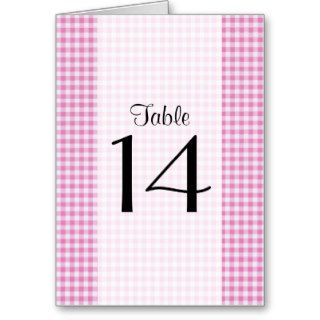 Table Numbers   Checkered Gingham Pattern   Pink Card