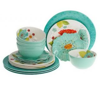 Laurie Gates Forget Me Nots 16 Piece Outdoor Dinnerware Set —