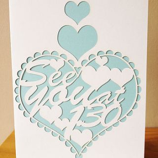 'see you at…' laser cut wedding card by pollyandme