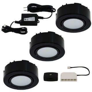 Liteline UCP LED3 BK LED Three Light Puck Kit, 12V, Black   Under Counter Fixtures  