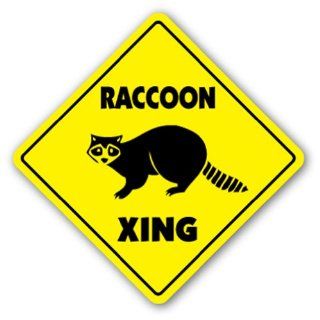 RACCOON CROSSING Sign novelty gift animals  Street Signs  Patio, Lawn & Garden