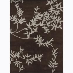 Hand tufted Mandara Gray/brown Floral Wool Rug (7 X 10)