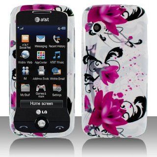 LG Prime GS390 Cell Phone Red Flower on White Protective Case Cell Phones & Accessories