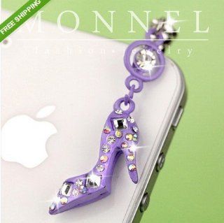 ip397 Adorable Purple Sandal Shoe Anti Dust Cover Charm for Smart Phone 3.5 mm Cell Phones & Accessories