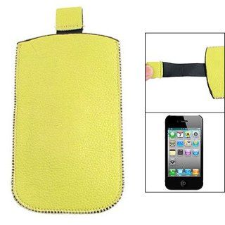 Yellowgreen Faux Leather Pull Up Tab Pouch for iPhone 4 4G Cell Phones & Accessories