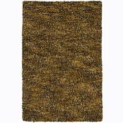 Handwoven Poras New Zealand Wool Brown Shag Rug (5 X 76)