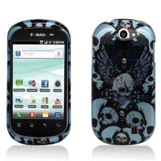 LG C729 Doubleplay Blue Skulls 2D Image Design Snap on Case Cell Phones & Accessories