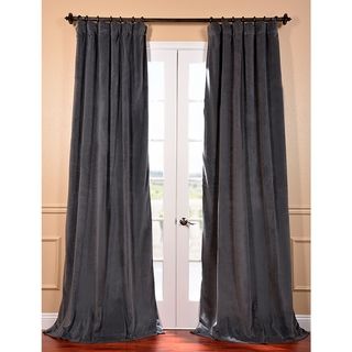Natural Grey Velvet Blackout Curtain Panel