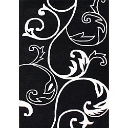 Hand tufted Floridly Black Wool Area Rug (8 X 10)